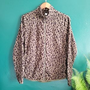 Old Navy Zip Up Turtleneck Fleece Cheetah Jacket L